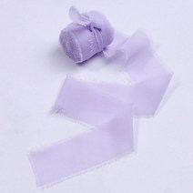 롤 수제 닳은 가장자리 쉬폰 실크 리본 청첩장 꽃다발 깎아 지른 프린지 리본 공예 DIY 포장 장식, 라이트 퍼플, 길이 5야드, 1개