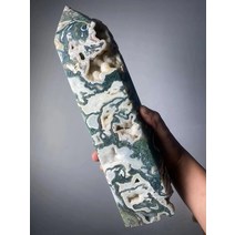 아름다운 대형 천연 이끼 마노 타워 힐링, 04 500-600g