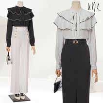 윈(une)더블케이프리본넥블라우스