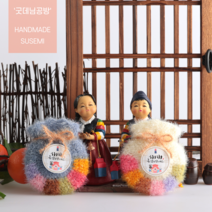 핸드메이드 한복 복주머니 수세미 어린이집 설날 새해 추석 명절 외국인 선물 / 대량구매 가능, 2. 한복(블루), 개별 포장