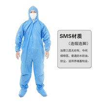회색 일회용 방진복 부직포 작업복 보호복 위생 안전, SMS 블루 두껍게(모자 후드 포함)