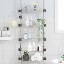 리빙코아 고급 올스텐 기둥식 욕실 사각선반 400 5단, 1개