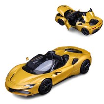 페라리 SF90 458 488 SF90 몬자 FXXK 1:18 합금 자동차 다이캐스트 컬렉션 모형, 페라리 SF90 스파이더 컨버터블 옐로우