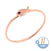 [비앤비골드]14K/18K 물고기 탄생석 1mm 자수정 텐션링 반지 NPR29257