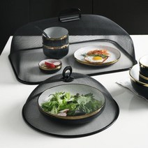 Pyunri 메탈 철제 밥상 커버 음식덮개 해충차단 식탁덮개 상덮개, 4.블랙_대형, 1개