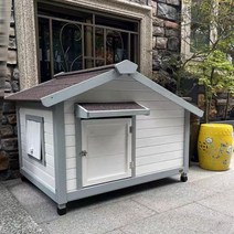 애견하우스 강아지 집 방목 사모예드 셰퍼드, 문이 있는 흰색