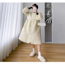 꽃소담 여성 아가일 경량 롱 패딩점퍼 QQJ338