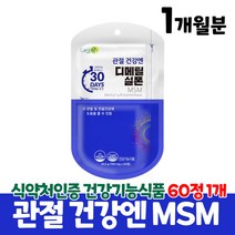 관절연골 msm 디메틸설폰 엠에스엠 중년 여성 남성 영양제, 1개월, 60정