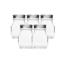 홈앤라이프 사각유리병 250 금속실버캡, 250ml, 5개입