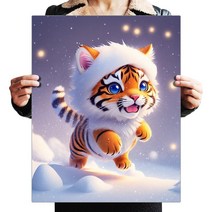 FASEN 액자 캔버스형 보석십자수 DIY 키트 40 x 50 cm, 새끼호랑이