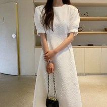 무슈봉 셀프웨딩 트위드 반팔 롱원피스