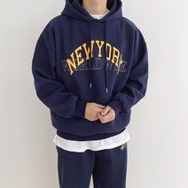 애드매이브 기모 겨울 고퀄리티 이중지 합포 뉴욕 오버핏 후드티(3color)