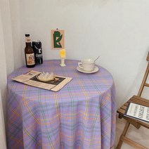 220VSHOP 빈티지 보라색 체크 테이블보, 혼합색상, 대형(150 x 200 cm)
