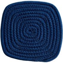 핸드메이드 면실 짜임 사각 컵받침 두꺼운 미끄럼방지 티컵 커피받침 데임방지 단열매트 식기 식탁받침, 인디고블루, 사각11cm