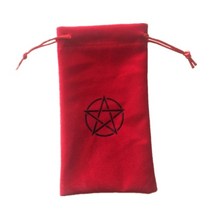1pcs 벨벳 오각형 타로 보관 가방 보드 게임 카드 자수 drawstring 패키지 요술 용품 제단 타로 상자, 빨간색