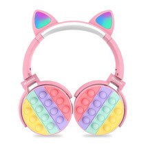 고양이귀 팝잇 푸시팝 CT-950 무선 블루투스 게이밍 헤드셋 헤드폰, 핑크