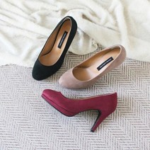 이나슈즈 둥근코 스웨이드 가보시 힐 겨울 구두 9cm