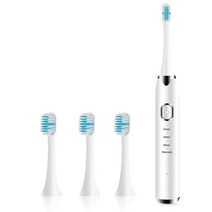 소닉 전동 칫솔 WOSUK 소닉 전동 칫솔 여행용 디자인 4 모드 16 기어 4 브러시 헤드 포함 USB 고속 충전 내장 스마트 타이머 성인 및 아동용, 하얀색