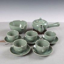 일음쇼핑^^*m청자 운학 잔 받침 5인 다기 세트 가정용 고급 선물용 찻세트 고급찻 도자기 예쁜일medi^*^, ab*^^선택없는