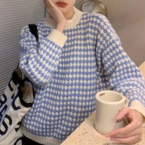 도니와 여성 라운드넥 도트 느낌 긴팔 예쁜 컬러 니트