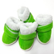한정판매 [왈왈] 강아지 겨울털신 1호 (그린 ) 강아지신발 가로 3.6cm 세로 4.8cm 몸무게2.5~3.5kg, 그린 1호