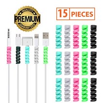 １5 Pcs 5 Assorted Colors Flexible Spiral Charging Cable Protector Wire Cord Organizer Tube Accessori, 1