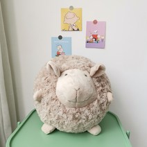 동글동글 뽀송뽀송한 귀여운 양인형 쿠션, 볼 볼 양-브라운_약 36X36cm