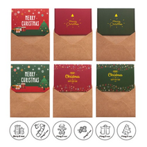 도나앤데코 실비아 크리스마스 카드   크라프트 봉투   스티커 세트, 카드.스티커(랜덤발송)크라프트 봉투(단일색상), 120세트