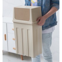 꿀템요정 스윙 고정 가능 가정용 분리수거함 36L 41L, 4235(36L), 커피색, 1개