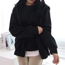 데이프릴 남녀공용 리얼리 무지 오버핏 기모 후드집업
