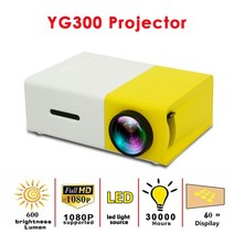 빈프로젝트 초단초점빔프로젝터 Yg300 휴대용 led 미니 는 1080p hdmi 호환 usb 오디오 홈 시어터 시네마 휴대용 홈 미디어 비디오 플레이어를 지원합니다., 우리를