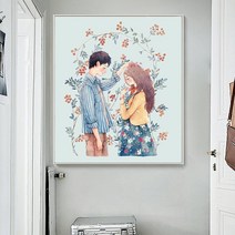 다이아몬드 가득 다이아몬드 그린 거실 침실 결혼 커플 사랑 시리즈 선물 포인트 다이아몬드 스티커 십자수diy 세트 제작, 멀티 사이즈, 53*60 만다이아 센티미터