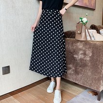 라라벨 여성용 스커트 비아스 패턴 도트 포인트 심플 베이직 롱 치마 스커트