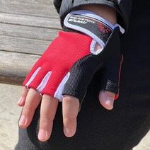 마누스 어린이 항균 자전거 반장갑 인라인 킥보드 스케이트보드 보호장갑, 레드