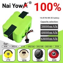 샤오미 치후360 단후이 아이로봇 호환용 144V NiMh SC 충전식 배터리 6800mAh KV8 XR210 진공 청소기 로봇, 01 3800mAh 1PCS