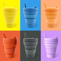 와글 접이식텀블러 실리콘 473ml 그란데 사이즈 휴대용 친환경빨대컵 머그컵, 코랄