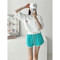 여자 돌핀팬츠 허리끈 휴양지 슬림 트윈룩 반바지