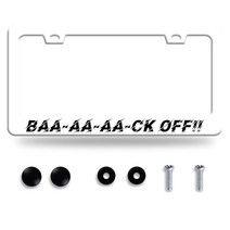 수채화 그림 말 번호판 프레임 동물 번호판 스테인리스 스틸 녹 방지 자동차 부품 재미있는 번호판 커버 나사 장식 사이즈 31.2cm x 16cm(12.3 x 6.3인치) 여성 남성, Baaaaaack off!!!