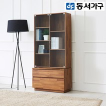 동서가구 라떼 800 2단 유리 장식장 DF918495, 멀바우화이트