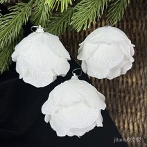 3pcs 8cm 화이트 크리스마스 공 크리스마스 트리 펜던트 꽃 거품 스노우 볼 크리스마스 장식 홈 나탈 새해 2023, Style3