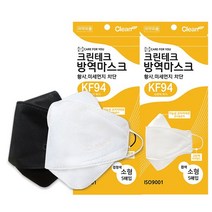[100매] KF94 크린테크 마스크 소형 보건용 비말차단 황사방역 국산 어린이 블랙, KF94 크린테크 마스크 화이트 소형 100매