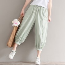 빅사이즈캐주얼바지 봄옷 단아한 클래식 면린넨 스윗 여성의류 와이드 루즈핏 9부 벌룬팬츠 2064163777