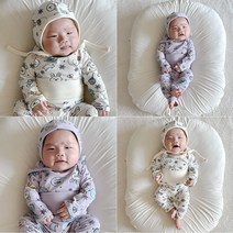 캔디토끼슈트실내복 영유아 돌아기 신생아 겨울잠옷 백일애기 내의 실내복 베이비 바디수트 세트 레깅스 배앓이방지바지