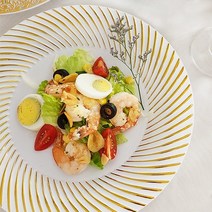 빗살 골드 플라스틱 일회용 접시 25.2cm 8p 1세트