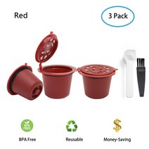 커피머신 자동 3PCS 재사용 가능한 네스프레소 커피 캡슐 컵 스푼 브러시 리필 형 필터 Coffeeware 포드 선, 03 3 Red
