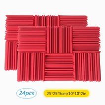 ammoon 고밀도 난연 스튜디오 흡음재 어쿠스틱품 25*25*5cm, 24개, 레드