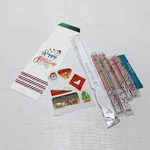케익칼세트(크리스마스 해피홀리데이) 칼봉투+생일초+케익칼+성냥+종이픽