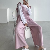 NewCare여성 점프슈트 바지 봄신상 프릴어깨 베이비컬러 멜빵바지