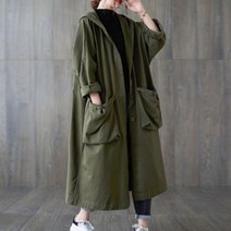 빅사이즈 여성 오버핏 봄 가을 롱 야상 사파리 점퍼 간절기 아우터