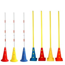 접시콘 장애물 드리블연습 축구 훈련 기본기 콘 허들, 35cm 배럴 + 1.5m 빨간흰색 로드 5개